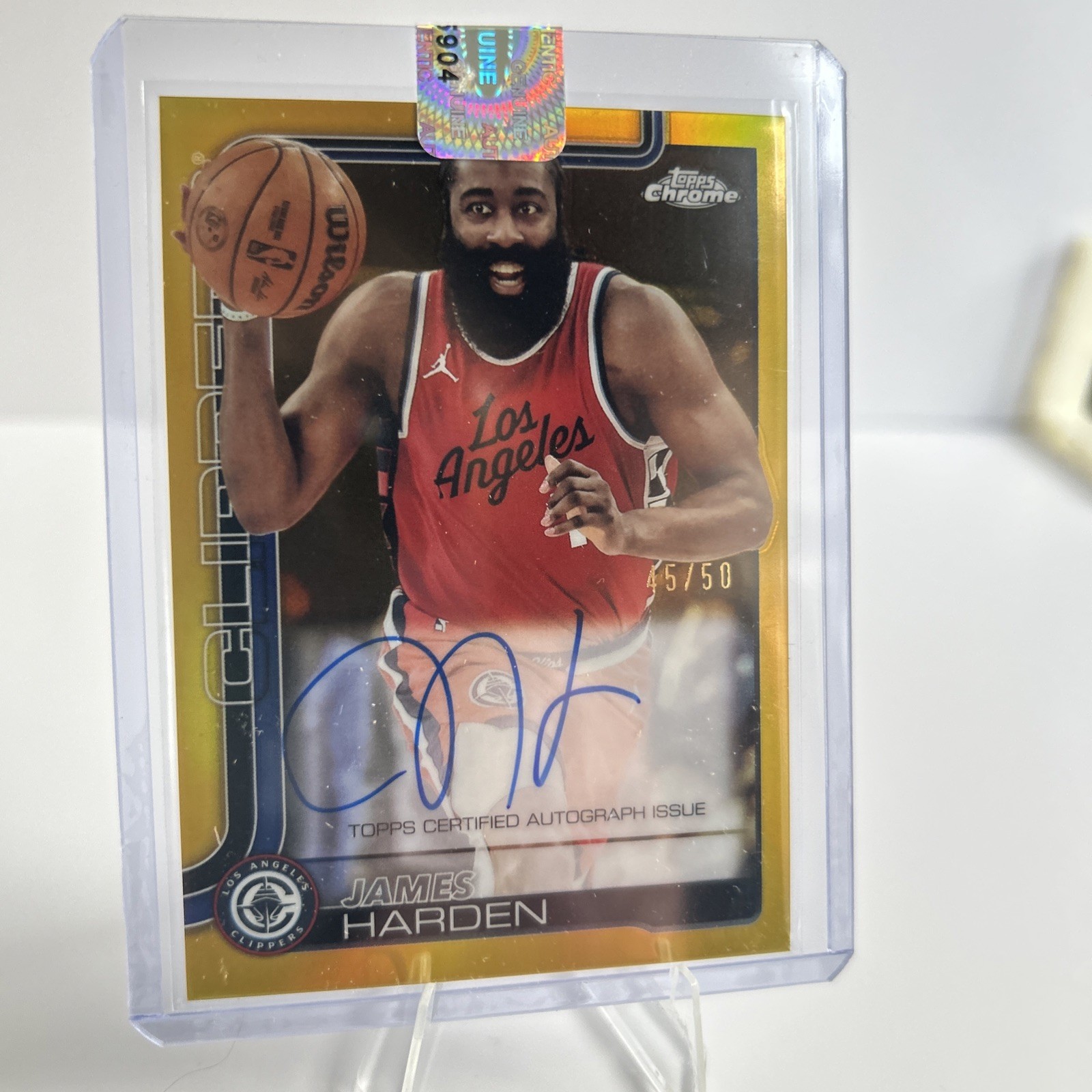 2025-26 Topps Chrome James Harden Autograph Gold 45/50 Case Hit! TCA-JH Clippers