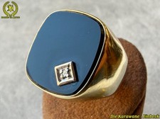 Art Deco 585 14K Gold Siegelring Onyx mit Diamant Herrenring  5,89g -Gr. 56/17,9