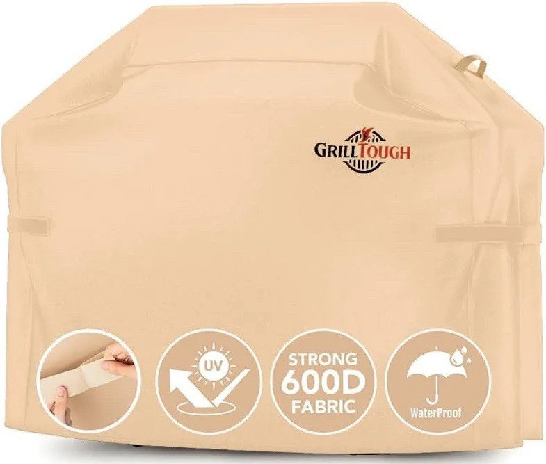 Heavy Duty BBQ Grill Cover 600D Waterproof UV Resistant Tan Outdoor Gas Grill