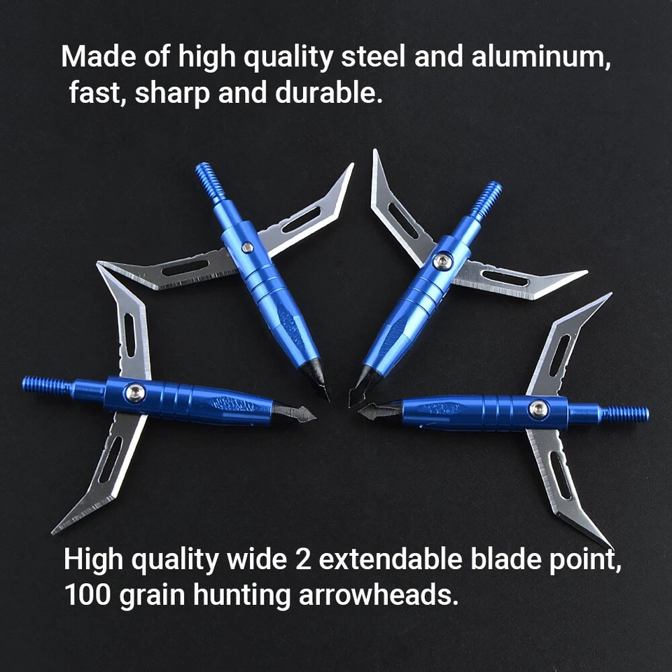 Archery 2 Blade Arrowheads Screw Broadheads Compound Bow Shooting Tips Hunting - Image 3 of 4