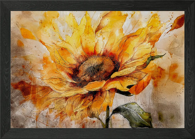 Sonnenblume Aquarell Gerahmtes Wandbild Poster Leinwanddruck Bild