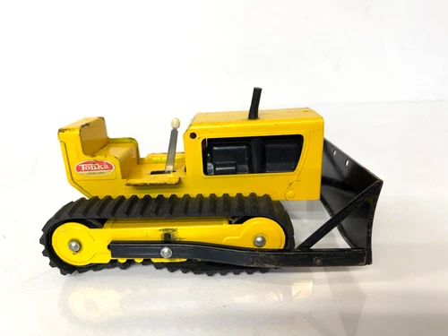 Vintage Tonka Pressed Steel Bulldozer Crawler - Yellow/Black - 1960s - Mound MN