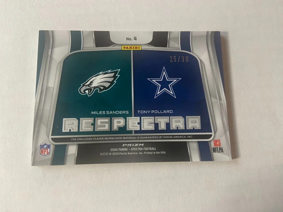 2020 Spectra Respectra Jerseys Neon Green Miles Sanders Tony Pollard SP*25/30* - Image 2 of 2