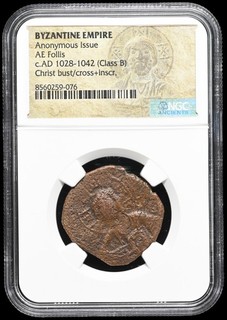 BYZANTINE. Anonymous Christ Follis 1028 1034 AD. Class B NGC Certified