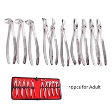 Dental Instruments Adult Extraction Forceps Kit 10pcs Dental Adult Tooth Extract