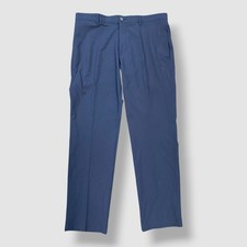 Perry Ellis Portfolio Men's Blue Solid Slim-Fit Tech Dress Pants Size 34W 30L