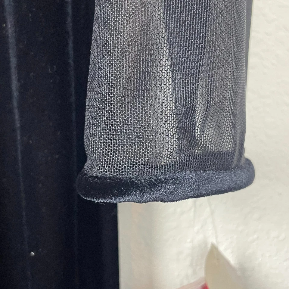 Vintage Jessica Howard Velvet Beaded Mesh Sleeve Maxi Dress Goth Formal 16 - Image 3 of 4