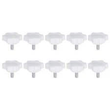 10pcs Star Knob M4 x 10mm Thread 25mm 6-Point Head Stud Hand Clamping Knob White