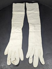 Ladies Opera Evening Leather Gloves 3 Faux Pearls Buttons SIZE 6 MADE IN FRANCE