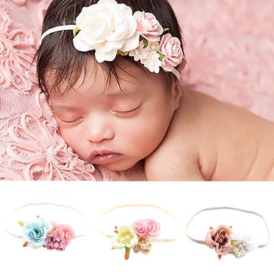 Top Baby Flower Headband Infant Newborn Baby Girl Toddler Christening Photo Prop