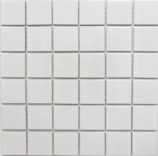 Keramik Mosaik Fliese Weiß GläNzend Fliesenspiegel Badezimmerwand MOS16B-0101-image