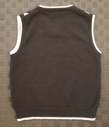 Boys Argyle Diamond Knit V-neck Sweater Vest Black Size 7 - Picture 2 of 3