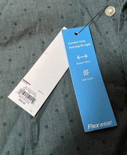Camisa Sonoma Flex para Hombres XL Verde Patrón de Puntos Informal Manga Larga Botón Dow - Imagen 4 de 9
