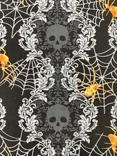 Tela Calaveras y Arañas Halloween Algodón