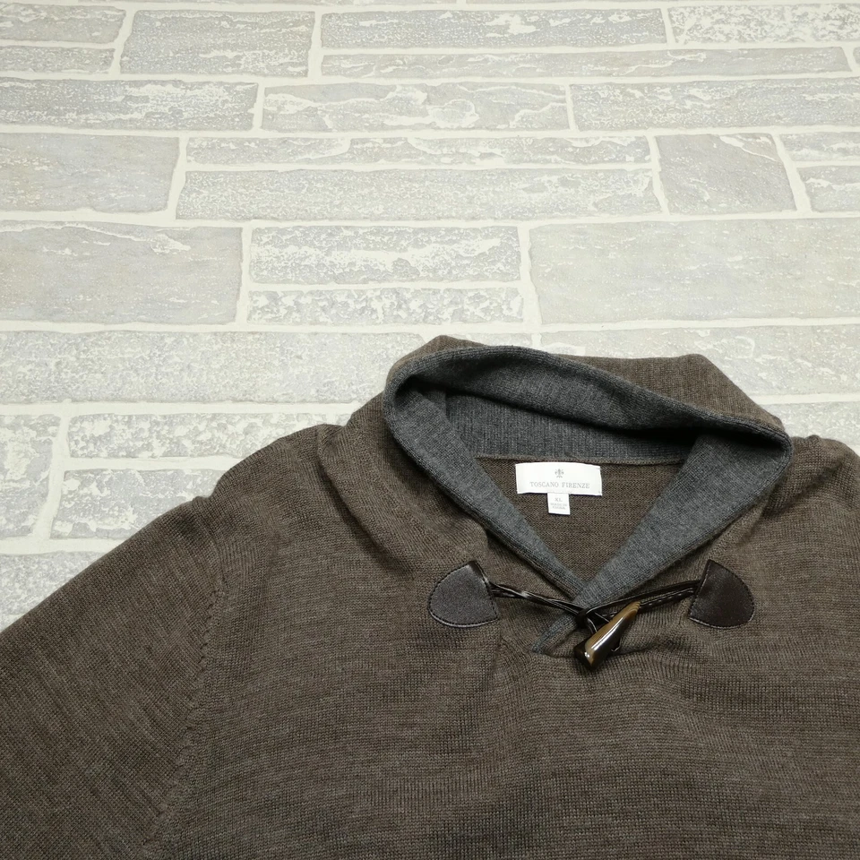 Toscano Firenze Sweater Adult XL Gray Brown Merino Wool Blend Roll Neck Preppy - Image 4 of 4