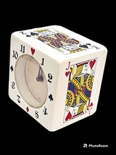 VINTAGE BULOVA WIND ALARM CLOCK PLAYING CARDS POKER CASINO JAPAN