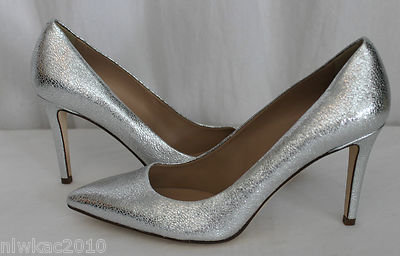 silver leather pumps