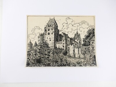 Werner Simmang Zeichnung 1958 Landshut 19x25 cm R-270