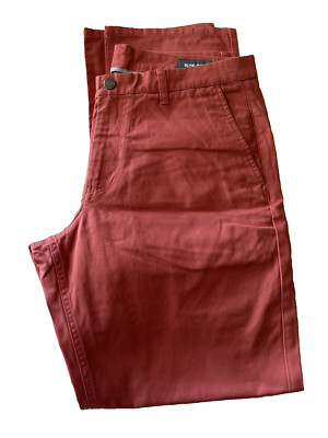 BONOBOS Chinos Pants Straight Leg Coral  Flat Front Men's Tag 36/32