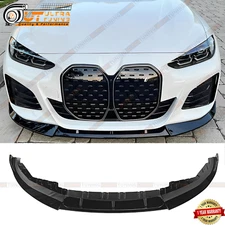 Front Bumper Lip For 2021-2024 BMW 4 Series G26 M440i 4DR M Sport Gloss Black