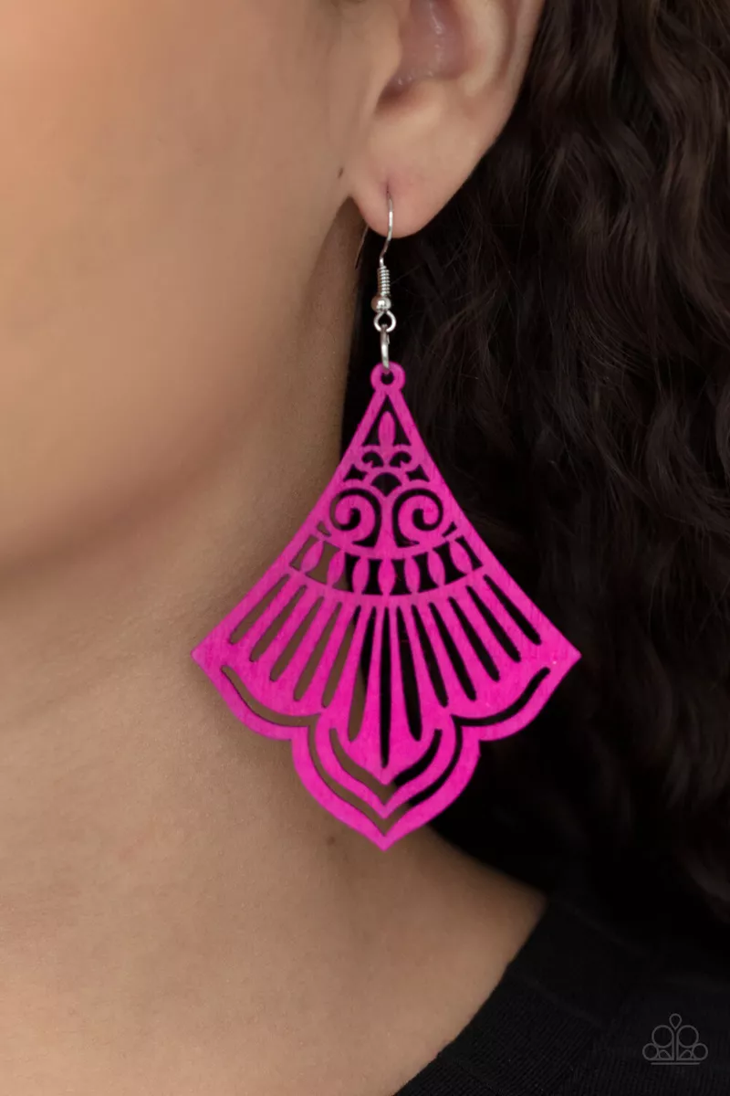 Pink wood earrings paparazzi deals
