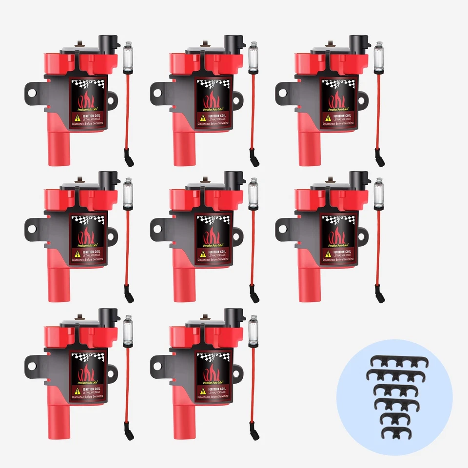Paquete de 8 bujías redondas de bobina de encendido para Chevy Silverado 1500 GMC Sierra EE. UU. Foto 4 de 4
