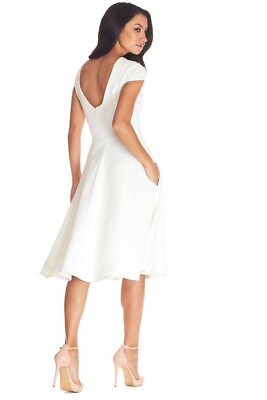 Dress The Population Size S Livia Sophisticated Ivory Fit/Flare Dress $198  | eBay