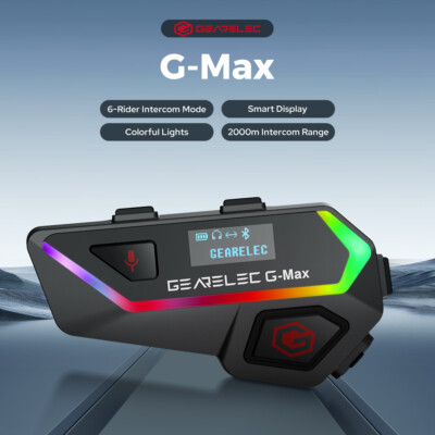 GEARELEC G-MAX Motorcycle Helmet Bluetooth Headset Intercom 6 Riders Music Share