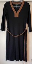 LAUREN RALPH LAUREN, WOMEN'S M BLACK WITH BROWN FAUX LEATHER TRIM & BELT, SHEATH