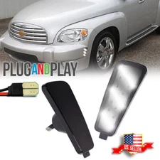 Smoked Lens White LED Front Bumper Side Marker Light For 2006-2011 Chevrolet HHR