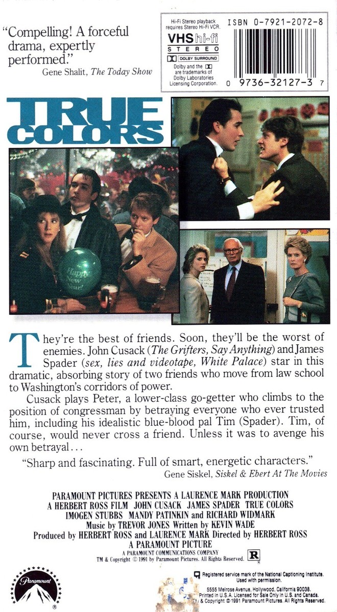TRUE COLORS- John Cusack, James Spader- Friendship and Betrayal
