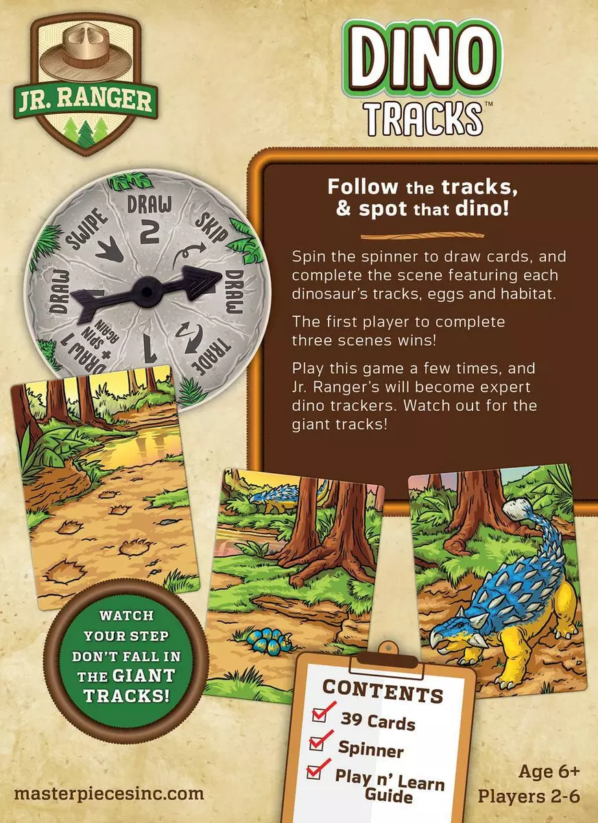 MasterPieces Kids Games - Jr Ranger - Dino Tracks Kids Card Game