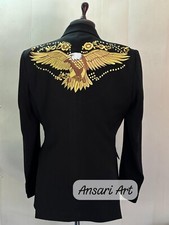 Men Black 2Pc Customized Vintage Western EaglePiping Embroidered Cowboy Wear Set
