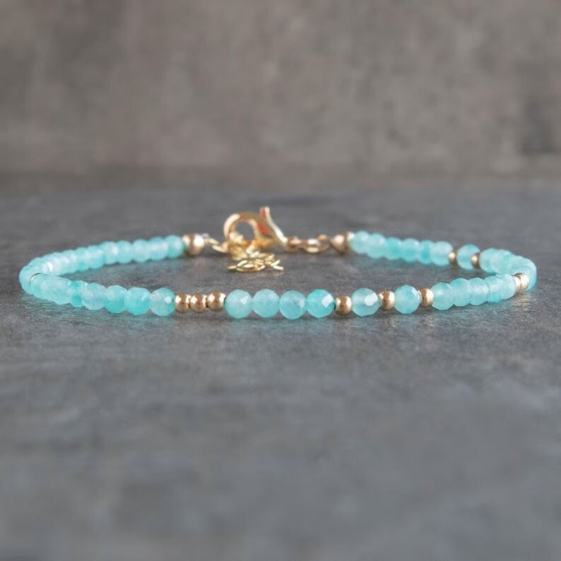 Natural Amazonite Gemstone Beads in Sterling Silver Healing Dainty