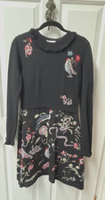 Red Valentino Stretch Knitted Long Sleeve Black Flora + Fauna Knit Dress M