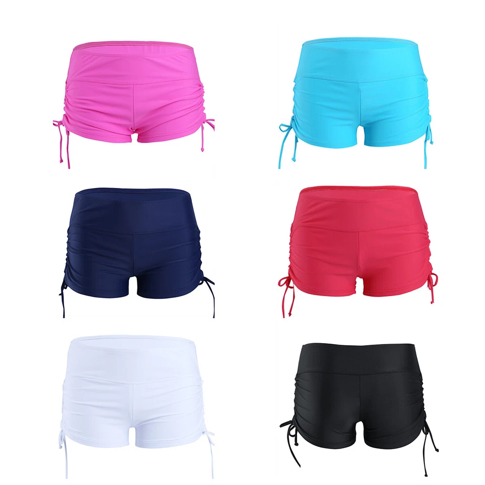 Women's Mid Waist Shorts Swimsuit Briefs Bottom Beach Trunks Beach Boyshorts - Image 4 of 4