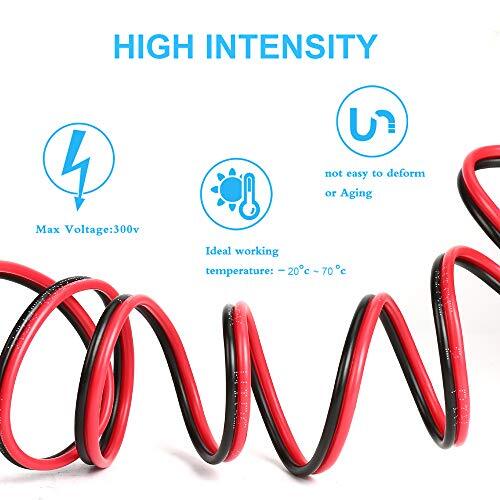 12 Gauge Wire 50ft Red & Black - 12 AWG Hookup Cable For LED Strips, Car Audio, DC 12V/24V