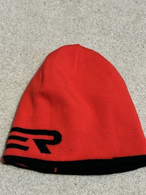 Spyder Reversable Beanie Winter Hat black and Red One Size Youth