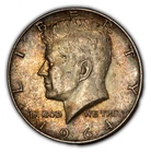 1964 50c Kennedy Half Dollar - Pastel Rainbow Toning - SKU-H2556