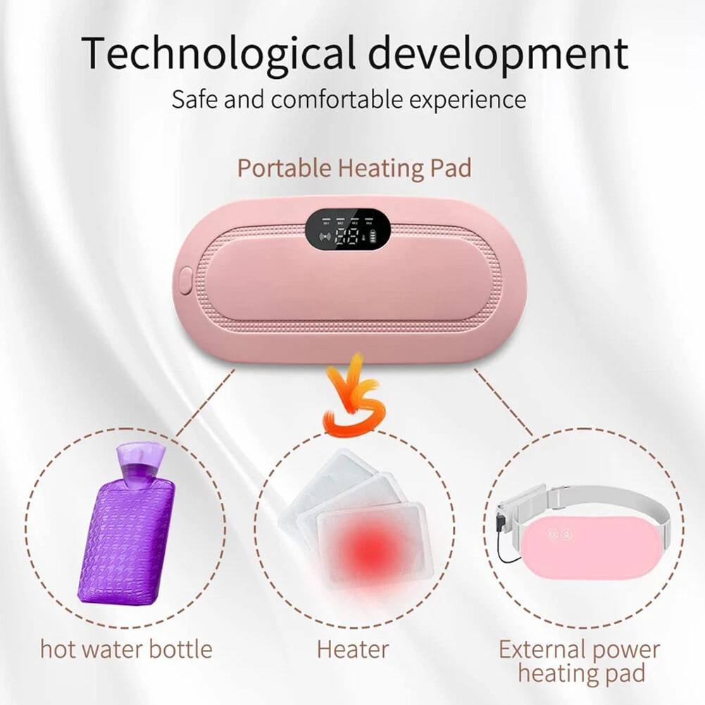 4 Massage Modes Menstrual Heating Pad 3 Heat Levels Battery Powered Cordless