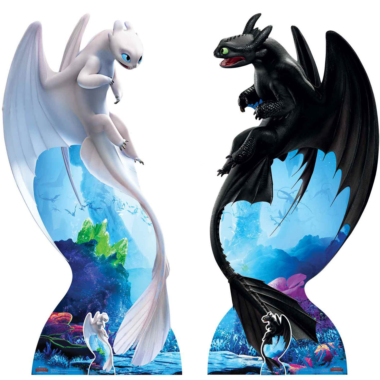 Toothless and Light Fury How to Train Your Dragon 3 Cardboard Cutouts - Set of 2