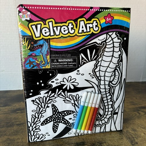 Kids Create Velvet Art - Seahorse Coral & Starfish W Markers NEW - Picture 4 of 8