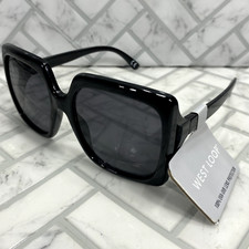 NWT West Loop Sunglasses 23 77 BLK VL Large Square Black Frames/Lens