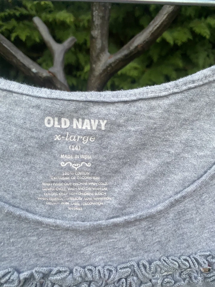 Vestido antiguo azul marino niñas gris plata lentejuelas volantes XL niñas Foto 2 de 4