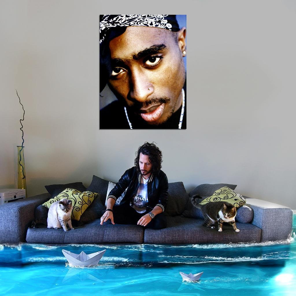 V2868 2Pac Retro Vintage Portrait Tupac Shakur Tattoos Decor WALL