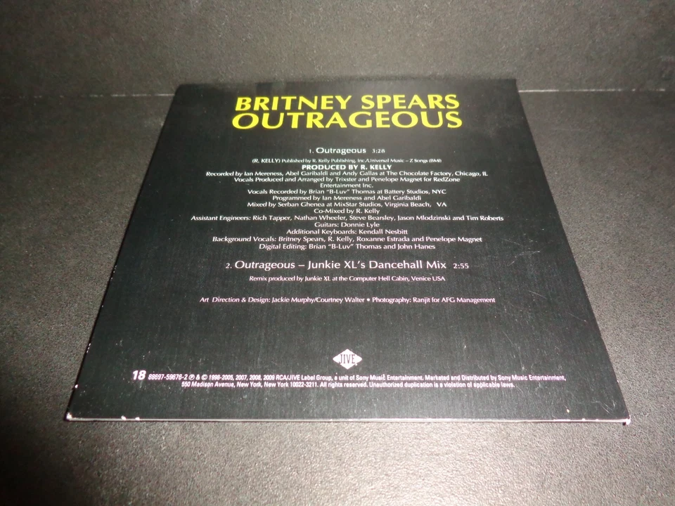 OUTRAGEOUS by BRITNEY SPEARS-Rare Collectible CD w/ Junkie XL Dancehall Mix--CD - Image 2 of 4