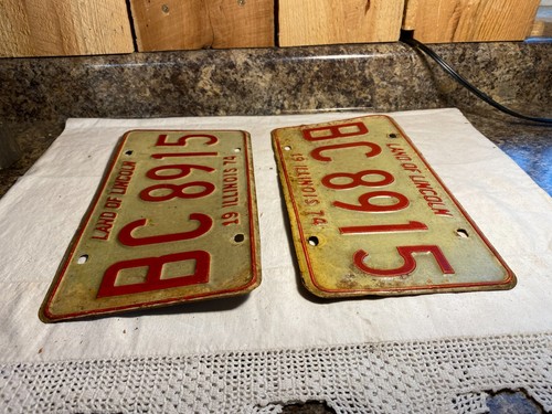 Set di 2 targhe vintage Illinois ~ BC8915 - Foto 4 di 4