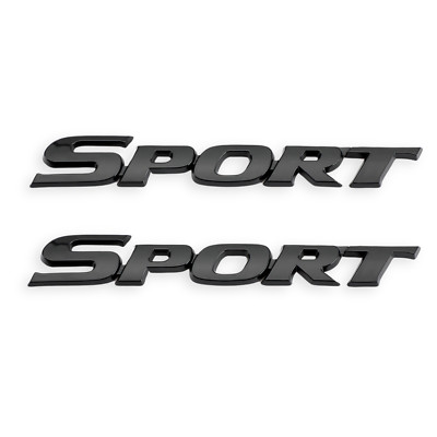 2PC Sport Black Car Truck SUV 3D Metal Badges Emblems Trunk Fender Hood Style