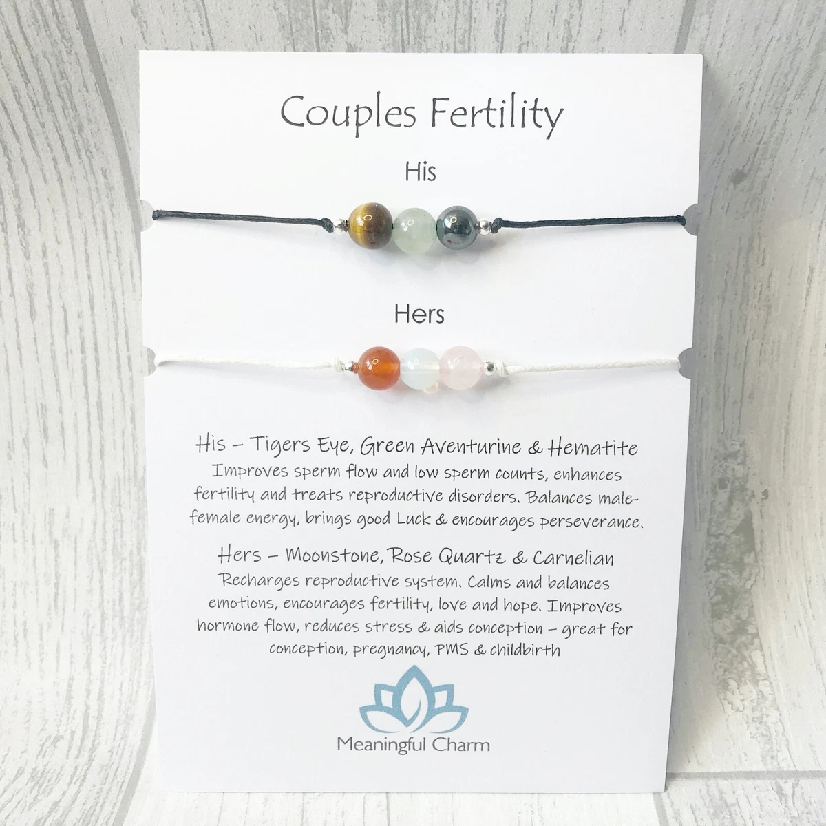 Couples Fertility Wish Bracelet Set Gemstone Pregnancy Conceive