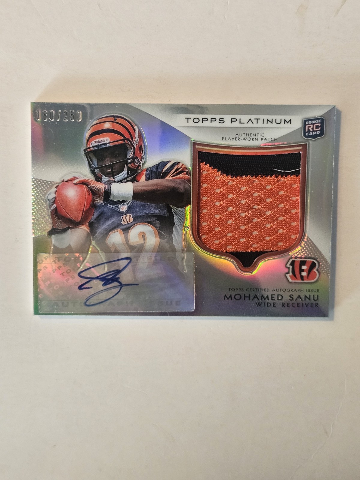 Mohamed Sanu Topps Platinum #121 Autograph Patch Green Refractor